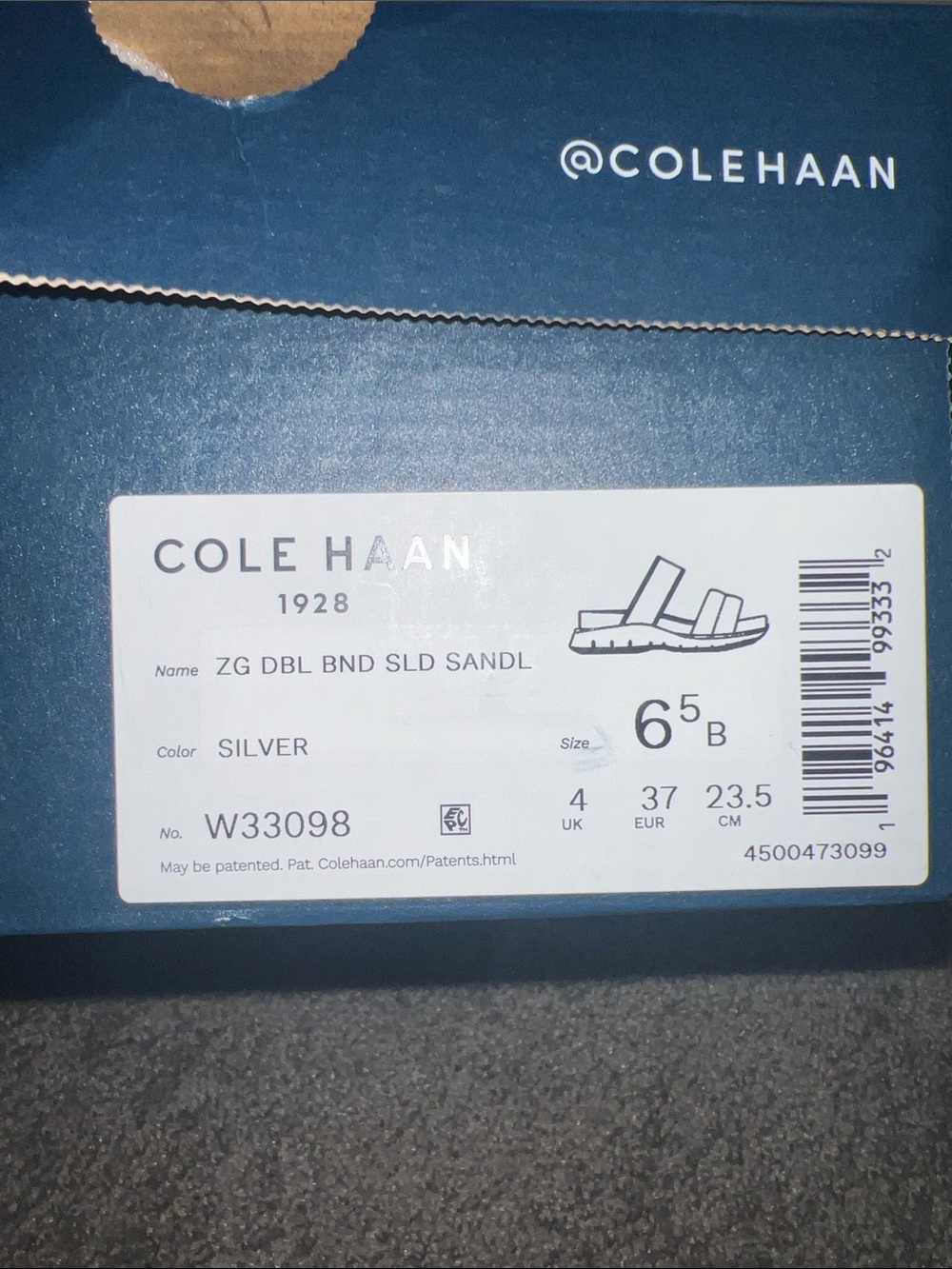 Cole Haan Silver Double Band Slide Sandal shoes zero grand Label 6.5 comfort